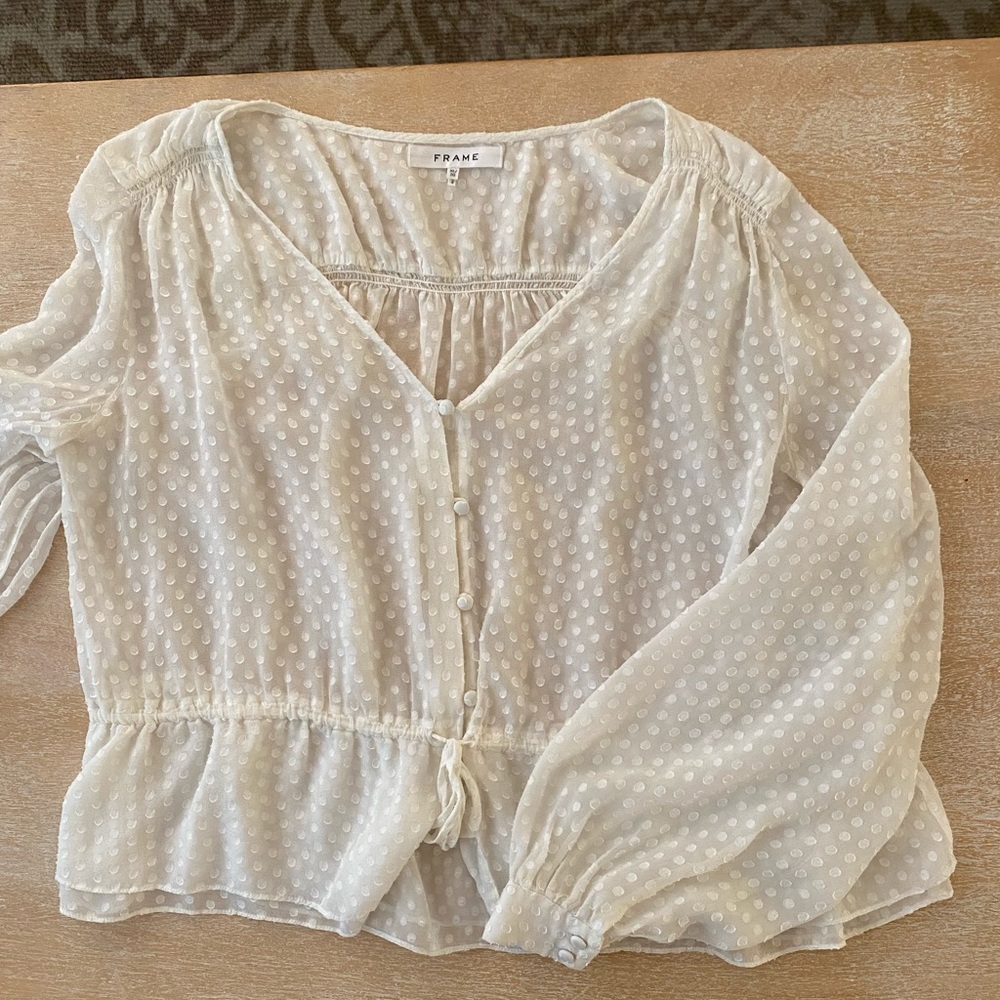 FRAME silk blend sheet polka dot blouse